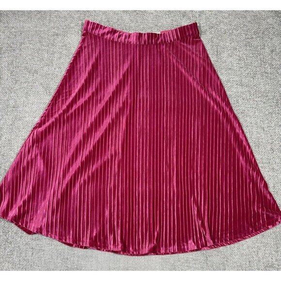 NWOT Alexia Admor Skirt Womens Large Pink Alaina Velvet Velour Midi‎ Ribbed Read - Picture 3 of 8